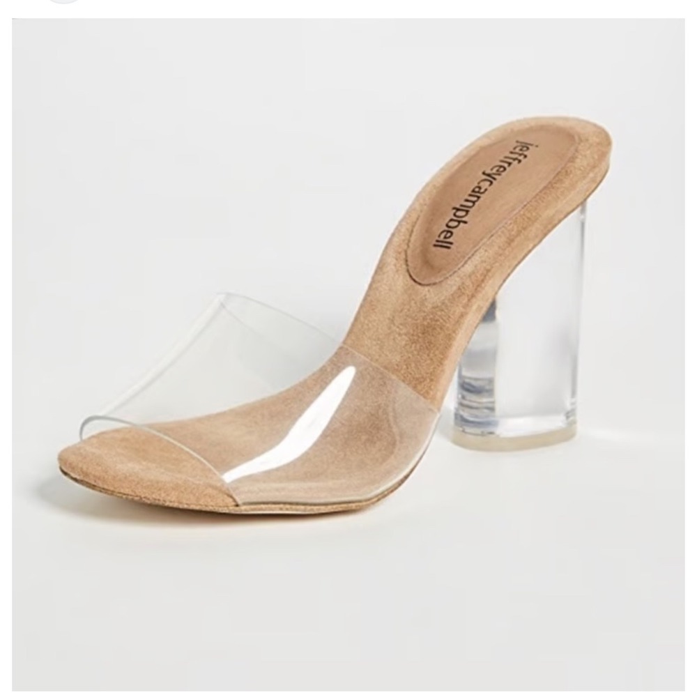 Jeffrey Campbell Women's Clear Lucite Heel‎ Mules Slides Size 7.5
